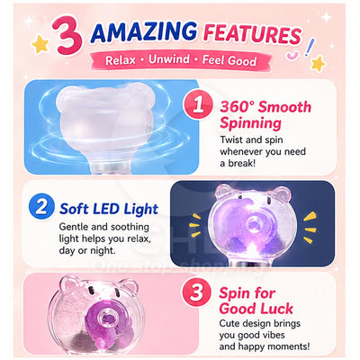 Glow Jellyfish Rotating Ballpoint Pen – 0.7mm 4-Color Ink, Cute Pig Spinner Pen, Stress-Relief Essential for School & Office