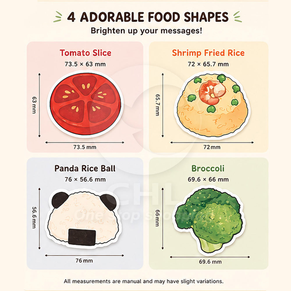 PaperMore Mini Bites Sticky Notes – 30 Sheets Cute Food Design Memo Pads for Journaling & Notes