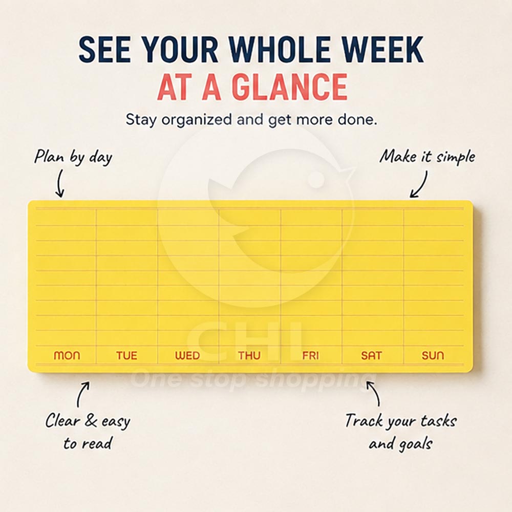 Hightide Penco Weekly Calendário Notas pegajosas do escritório de aprendizado amarelo Sta-cn170-ye