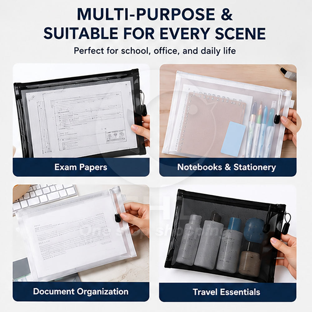 Versatile Mesh Organizer Pouches: Breathable Multi-Size Storage Solution