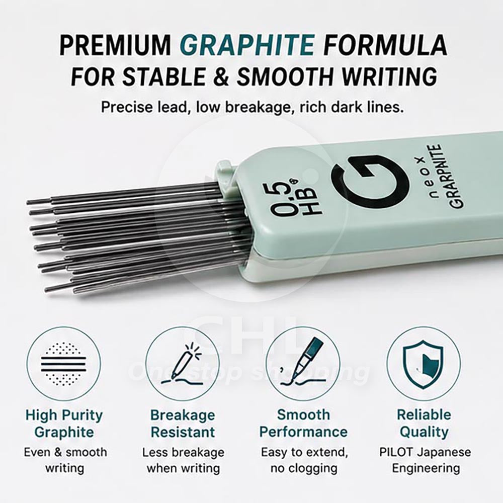 PILOT G Neox GRAPHITE Mechanical Pencil Leads (HRFG Refills) – 0.3 / 0.4 / 0.5 / 0.7 / 0.9 mm
