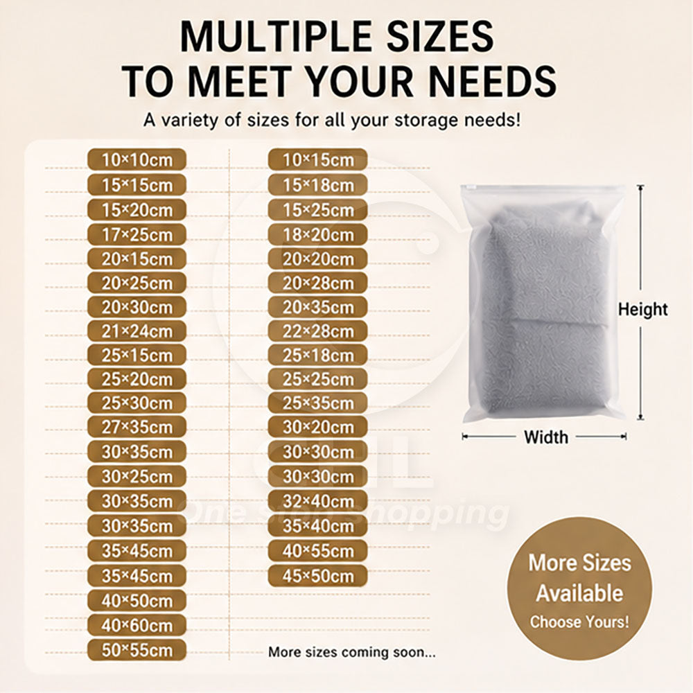 Durable Matte Finish Zipper Storage Bag - Waterproof & Translucent