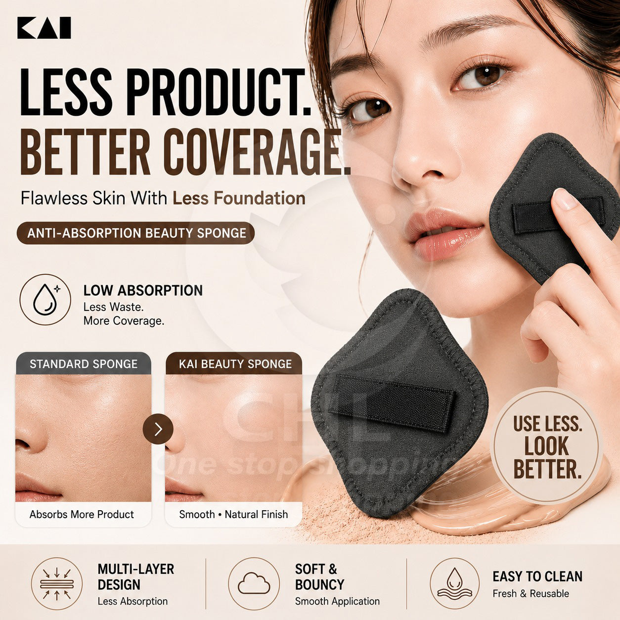KAI Black Anti-Absorption Makeup Sponge
