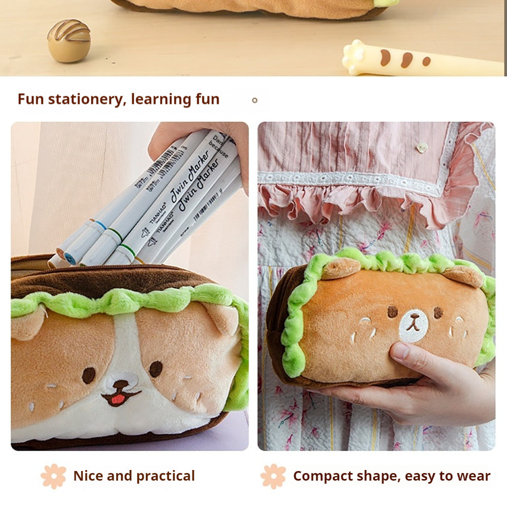 Adorable Hamburger Animal Pencil Case