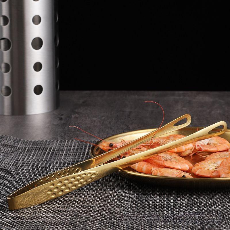 304 Stainless Steel Korean Barbecue Steak Buffet Tongs Gold 28cm / Silver 24cm BBQ Tools Charcoal Barbecue Tongs-31cm Medium Carbon H7TRMG - CHL-STORE 