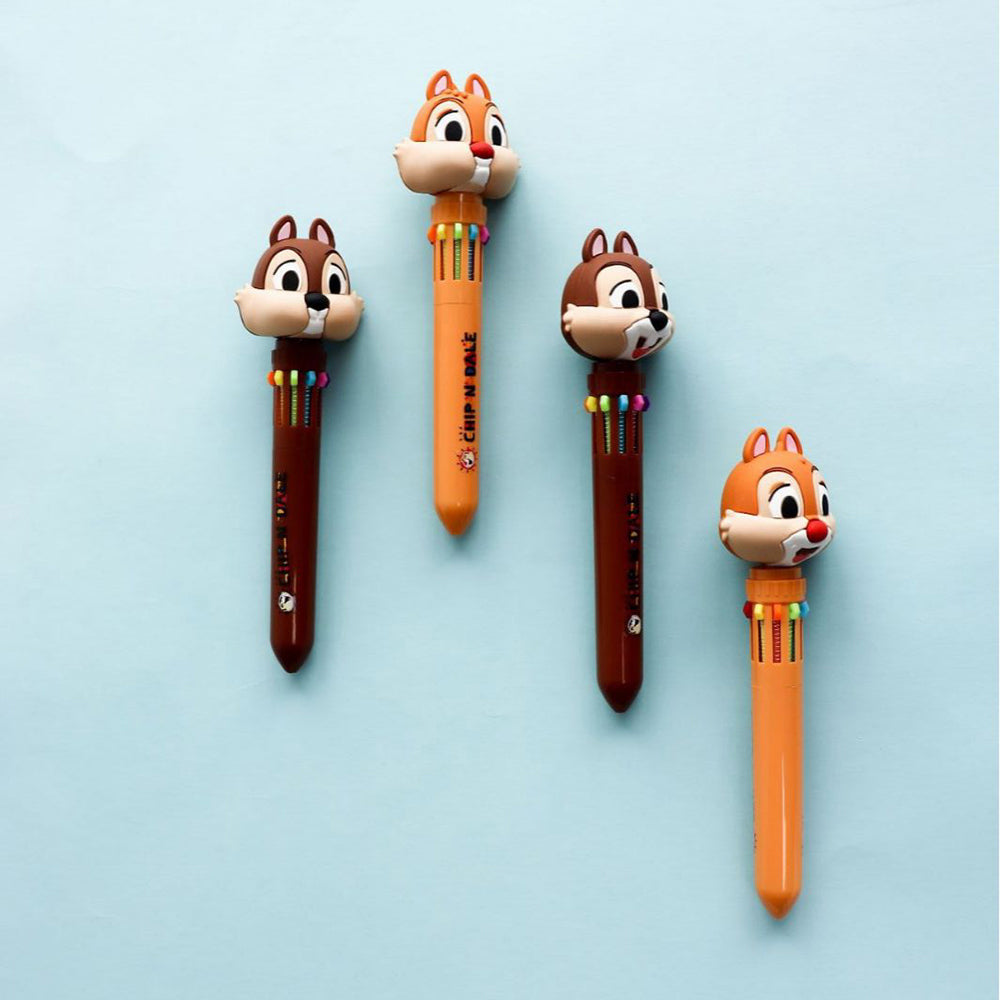 Disney Ten Color Ballpoint Pen Press Ball Pen Donald Duck Chip 'n' Dale Lots-O'-Huggin' Bear Cute Cartoon Model Big Head