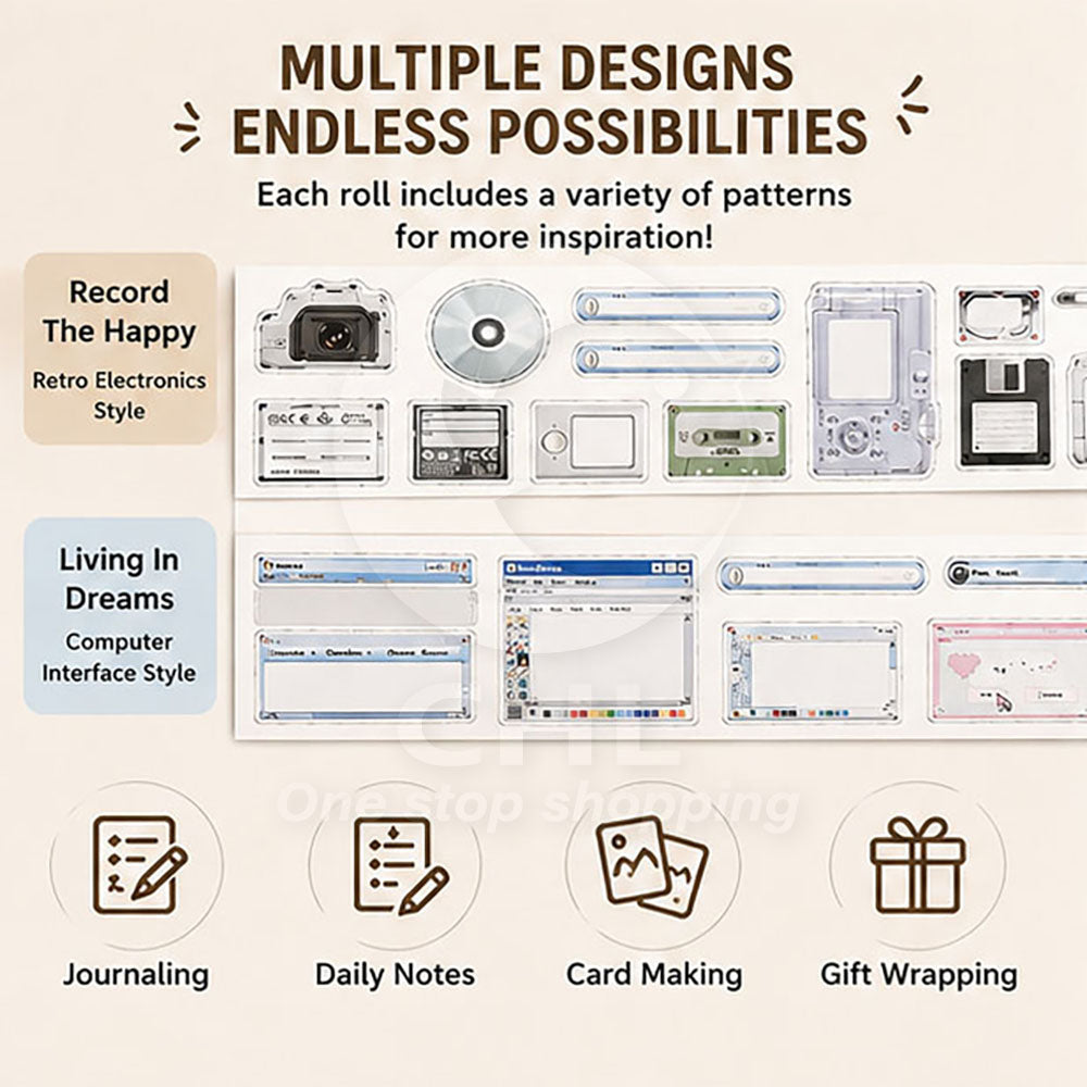 Infeel.Me Tape Life Archive Series Simple Korean Style Handbook Decoration Collage Daily Versatile Material Writable Texture Multi-Style Diary Notes