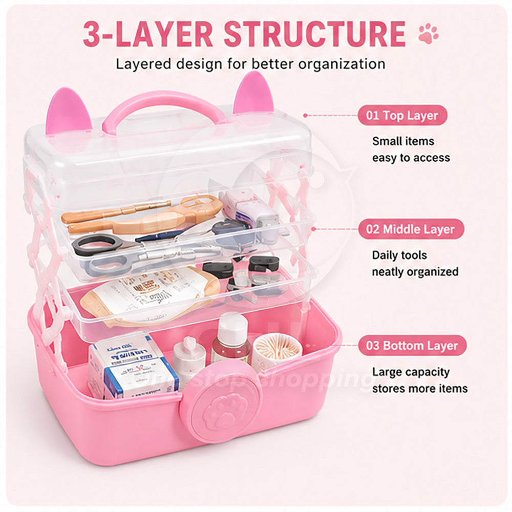 Three-layer storage box tool box cat shape thick material durable multi-function