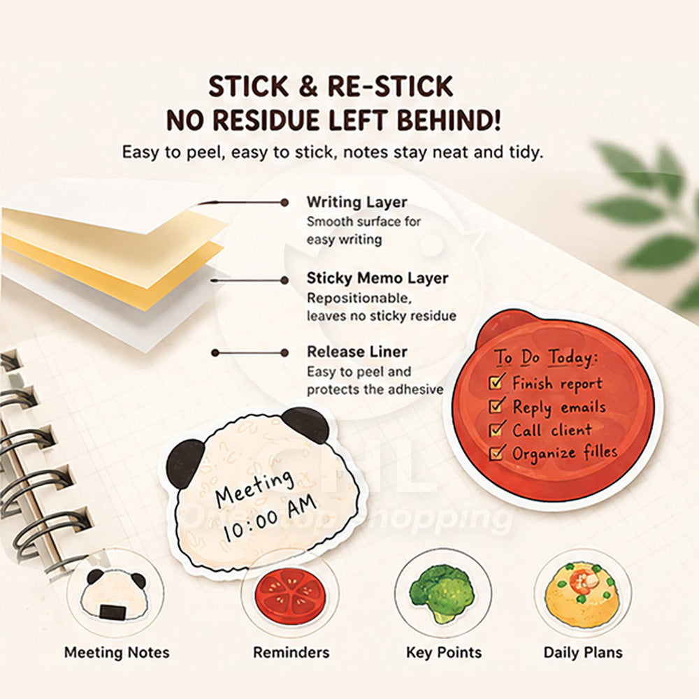PaperMore Mini Bites Sticky Notes – 30 Sheets Cute Food Design Memo Pads for Journaling & Notes