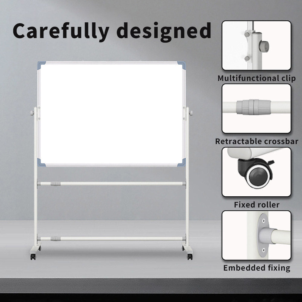 Reversible Magnetic Whiteboard: Mobile & Adjustable 60x90cm
