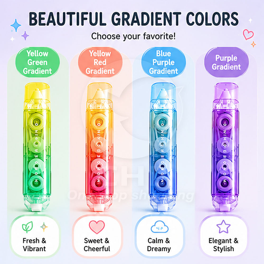 Dreamy Gradient 2-in-1 Correction & Adhesive Tape: Compact & Versatile