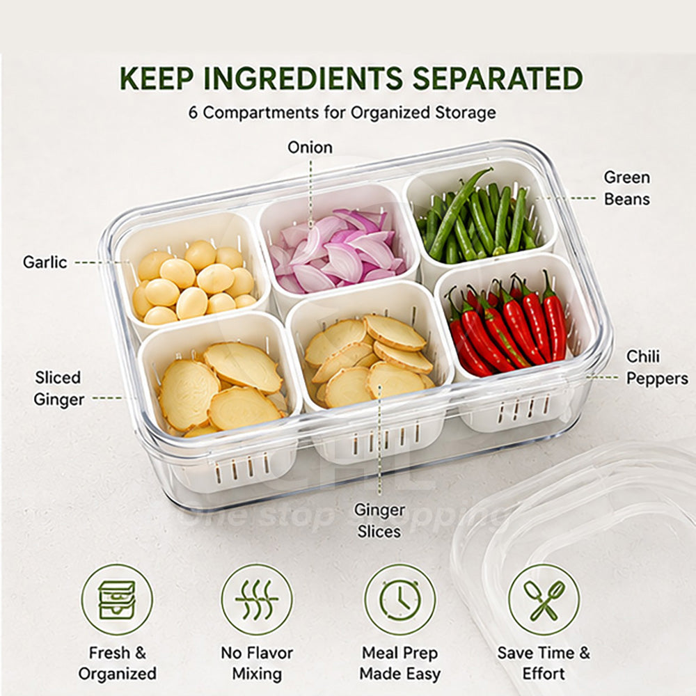 6-Compartment Airtight Food Storage Container