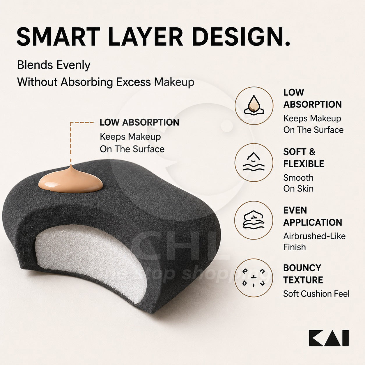 KAI Black Anti-Absorption Makeup Sponge