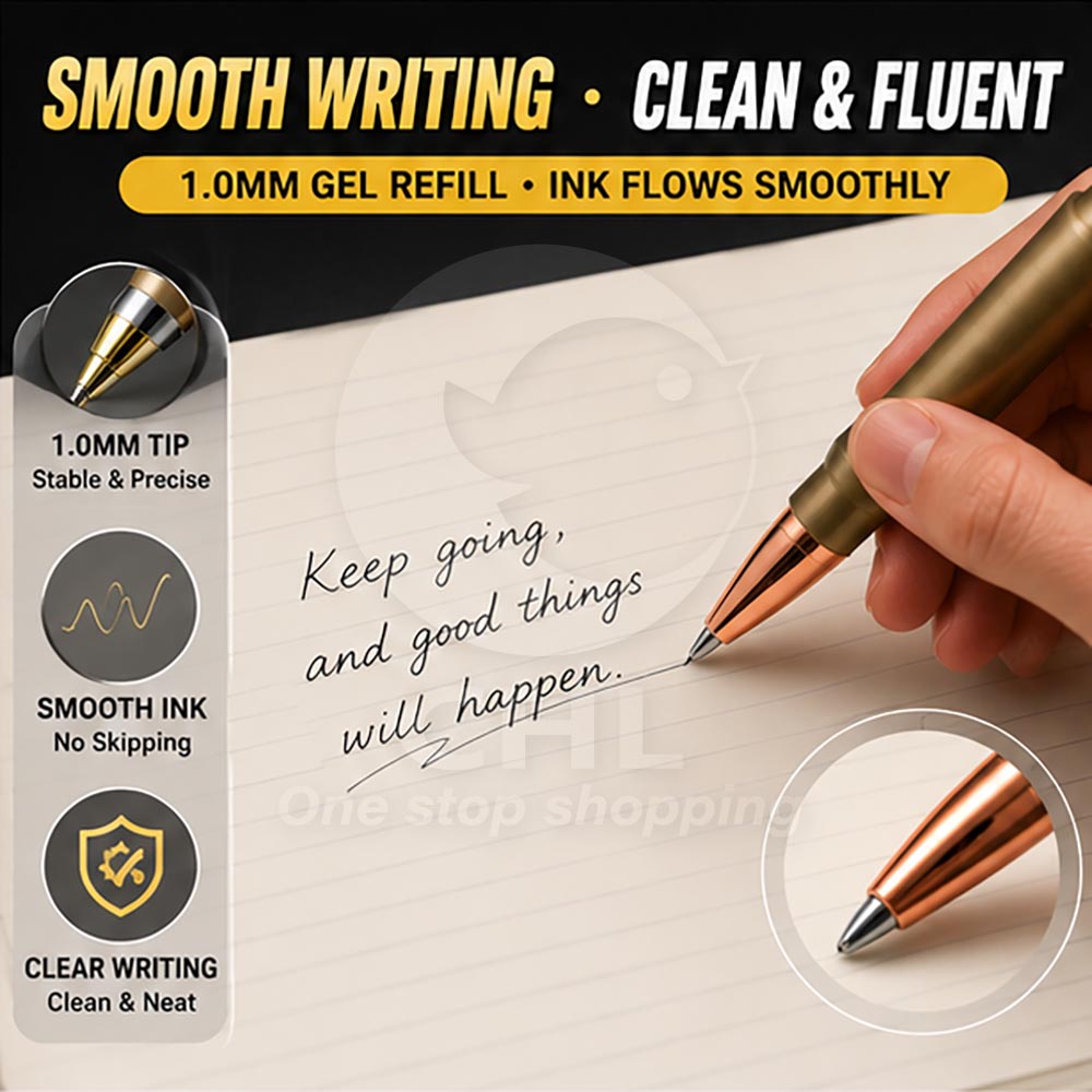 Bullet-Style Gel Pen – 1.0mm Twist Ballpoint, Metallic Finish, Realistic Design
