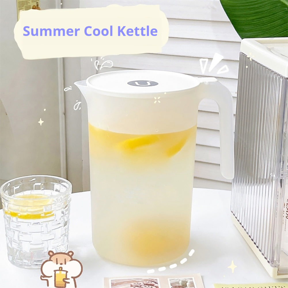 Cold water bottle household large capacity cold drink bucket convenient and practical white drinking water beverage matte translucent 2000ml 2500ml