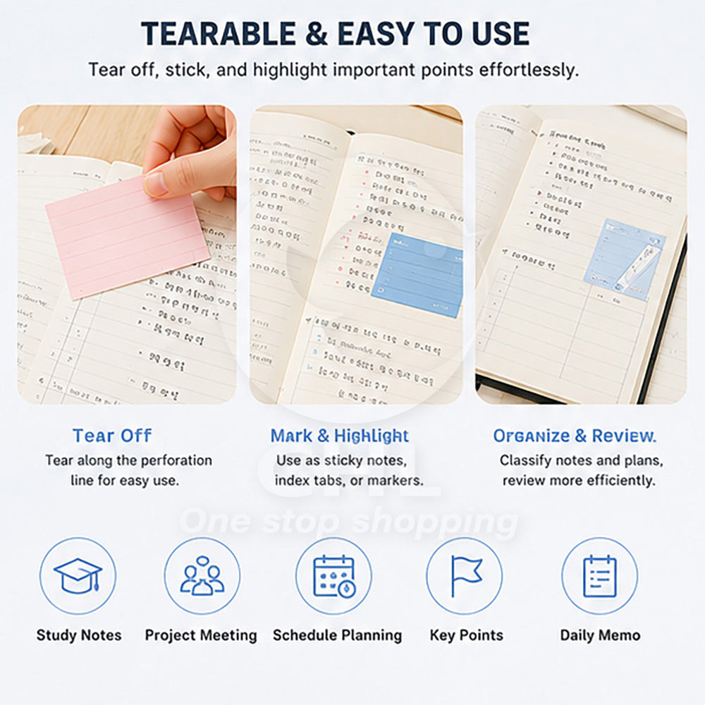 Planwith Useful Index Tab Set – Tear-Off Cards with Sticky Tabs for Study & Planning