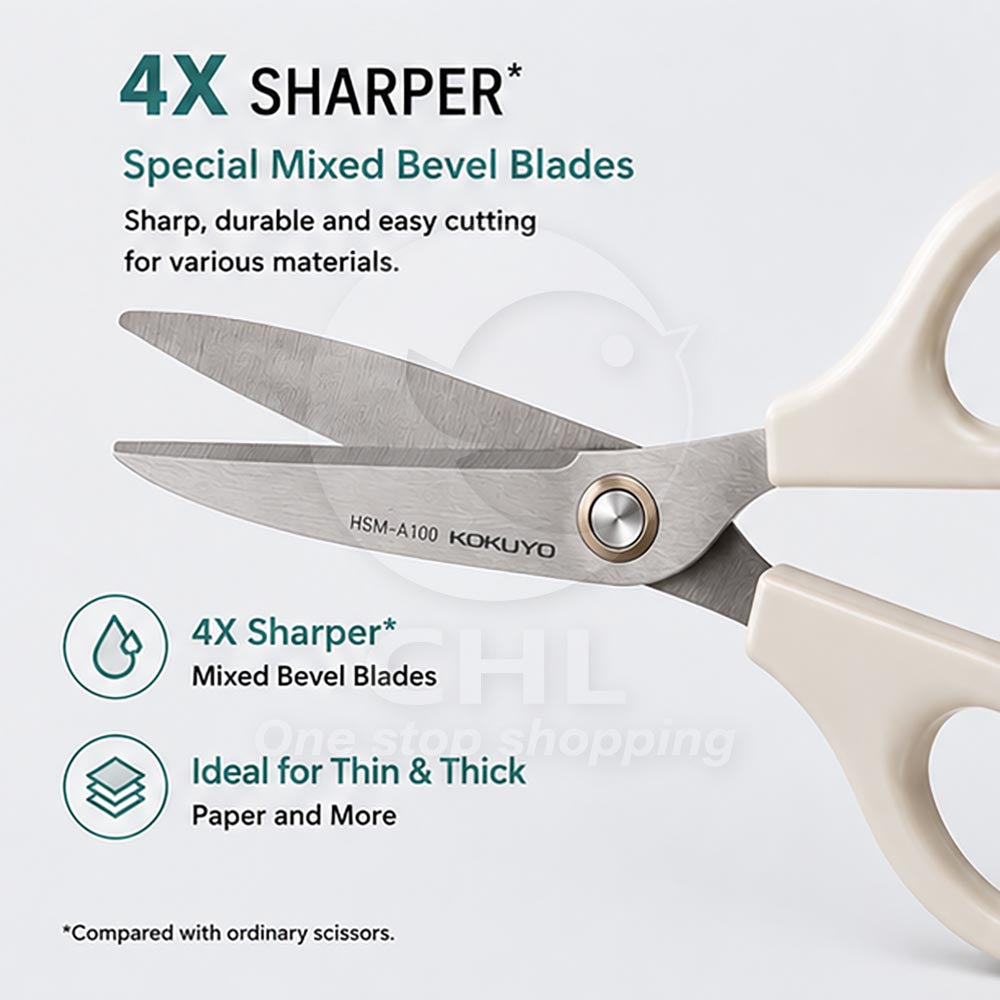 KOKUYO SAXA Scissors HSM-A100LS – Greige