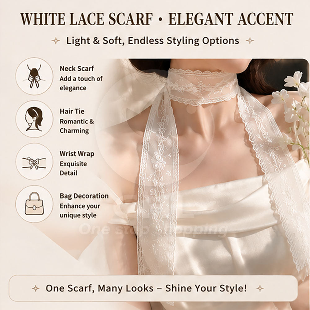 Lace Bow & Velvet Necklace | Black & White All-Match | Elegant Lace Scarf Style Choker