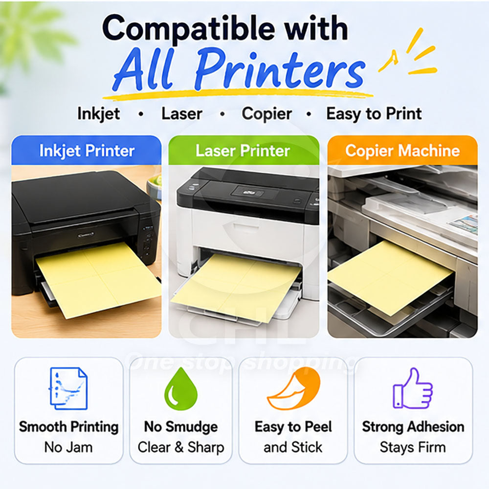 100 Large-Capacity Label Sheets - 4 Labels/Sheet, Printer-Friendly