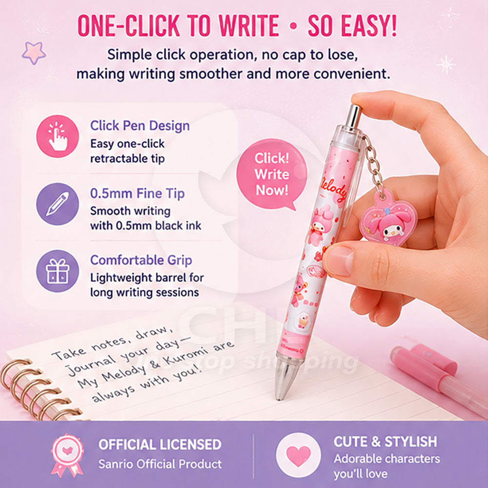 Sanrio My Melody & Kuromi Retractable Ballpoint Pen