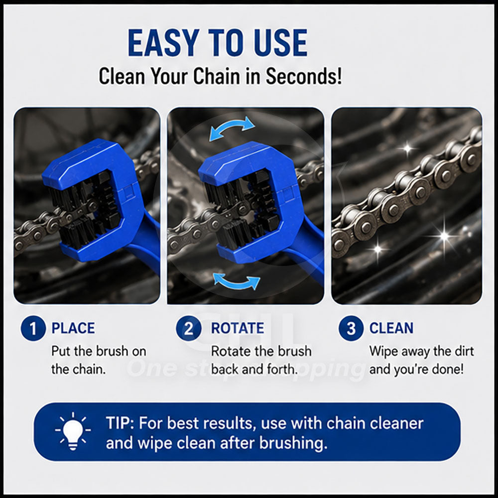 Chain cleaning brush for motorcycles and bicycles Motorcycle and bicycle cleaning chain brush Accessories Cleaning Square head