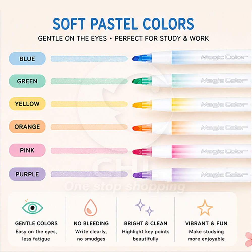 Erasable Macaron Magic Pens - 6 Vivid Colors for Creative Writing