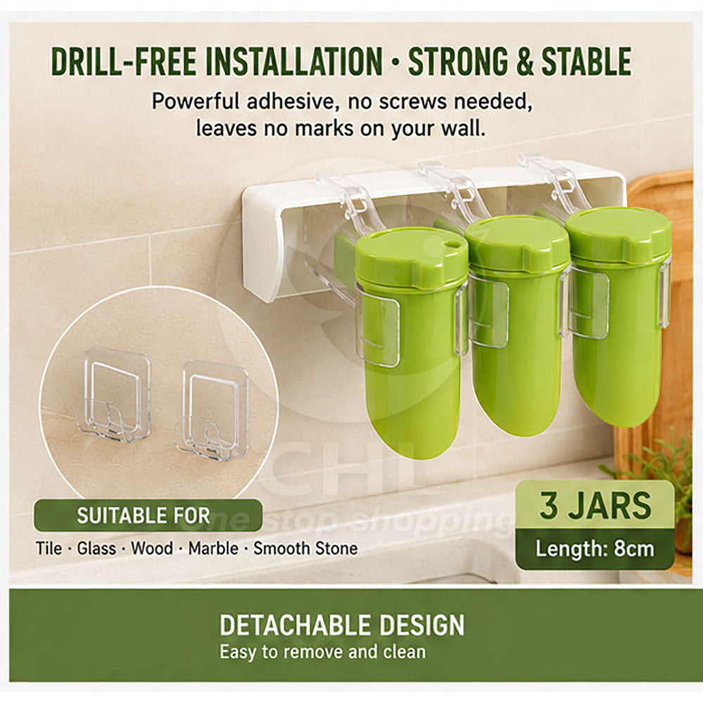 Punch-Free Wall-Mounted Spice Rack – Compact & Detachable Kitchen Organizer for Easy Storage