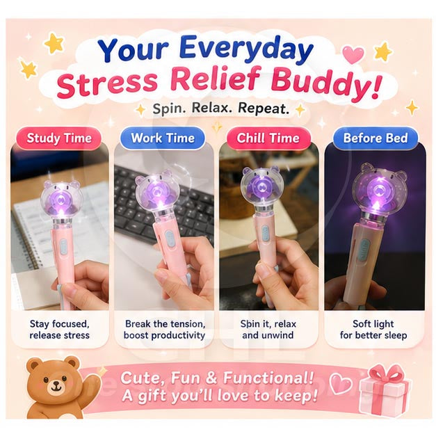 Glow Jellyfish Rotating Ballpoint Pen – 0.7mm 4-Color Ink, Cute Pig Spinner Pen, Stress-Relief Essential for School & Office