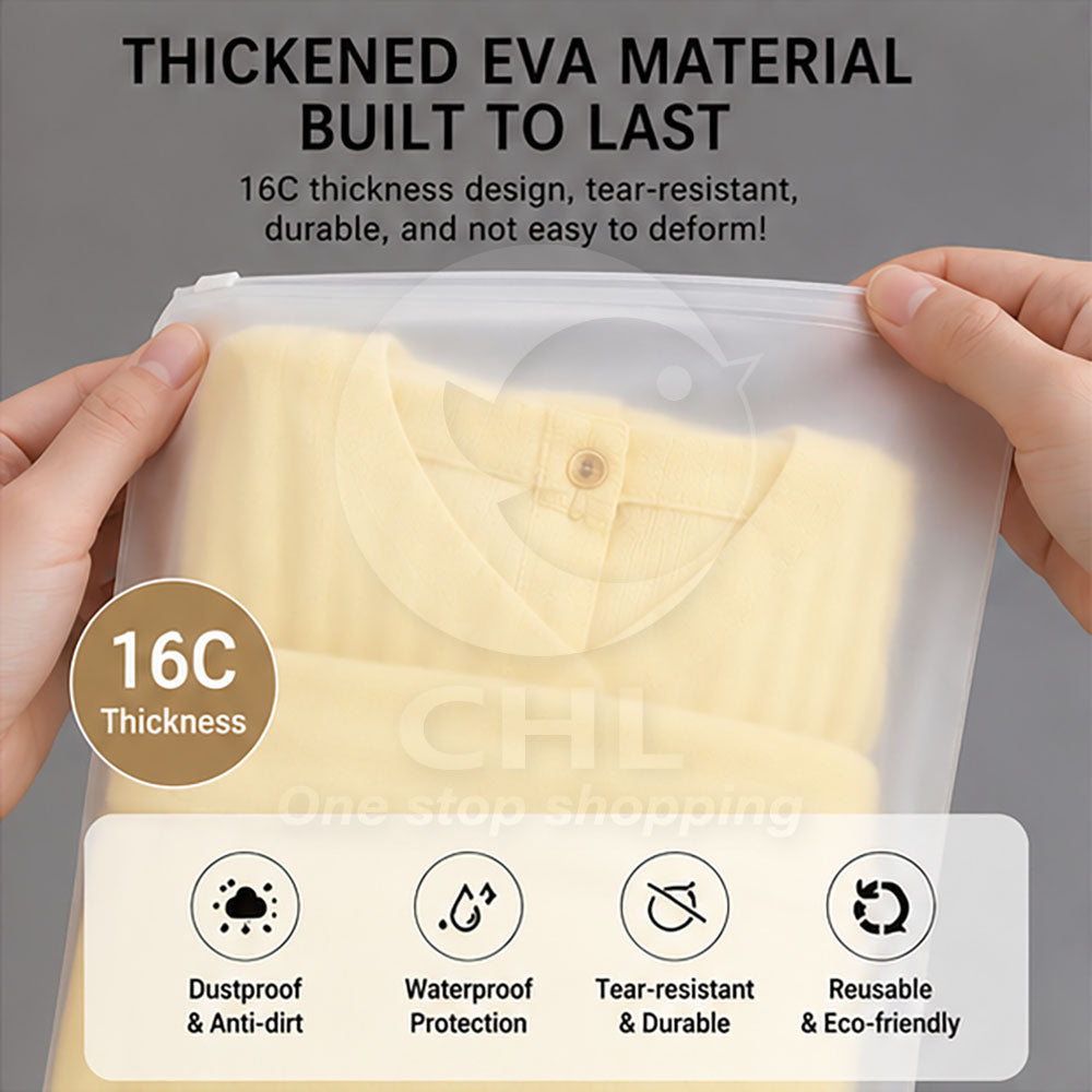 Durable Matte Finish Zipper Storage Bag - Waterproof & Translucent