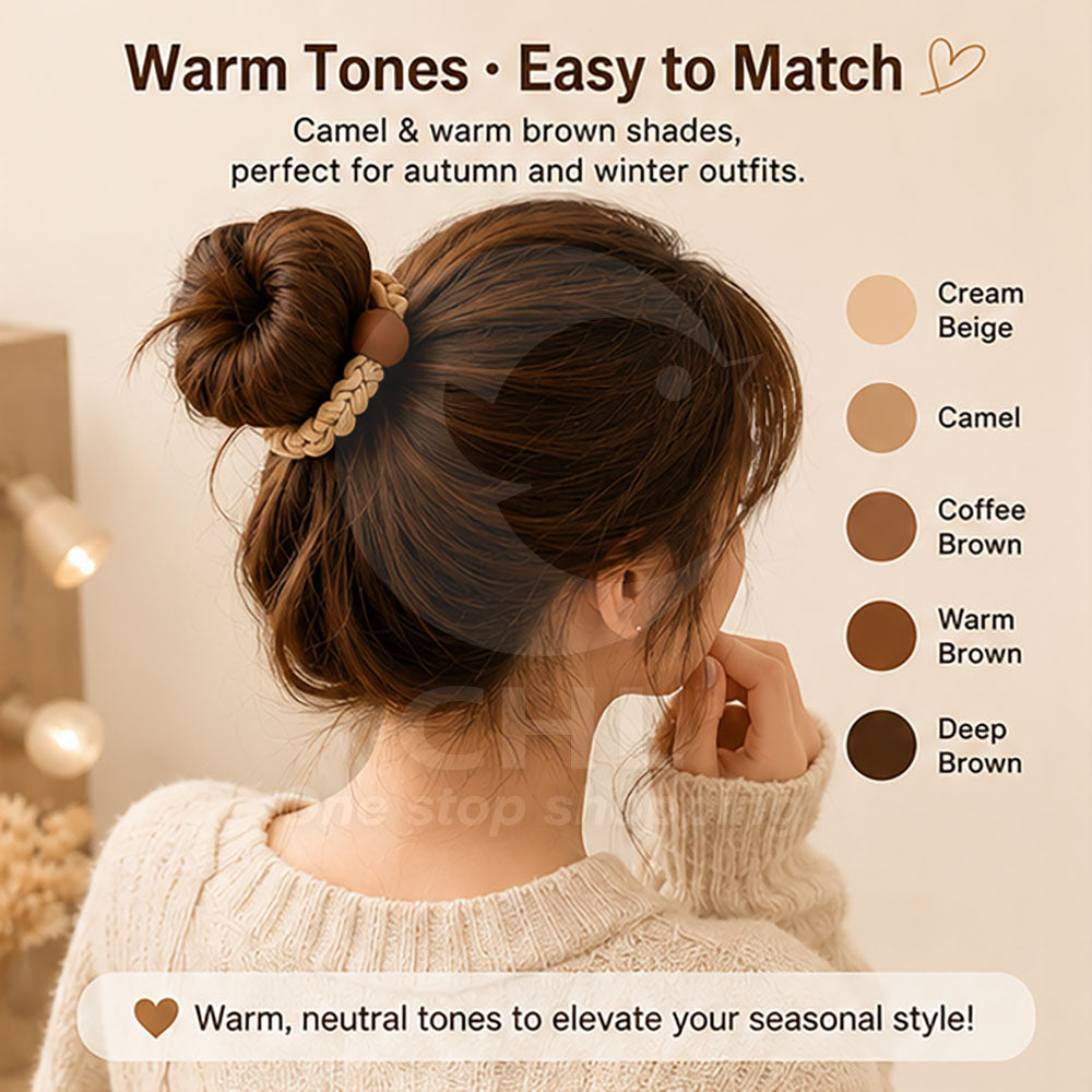 Korean Cozy Autumn Hair Tie Set - Plush, Knitted & Durable