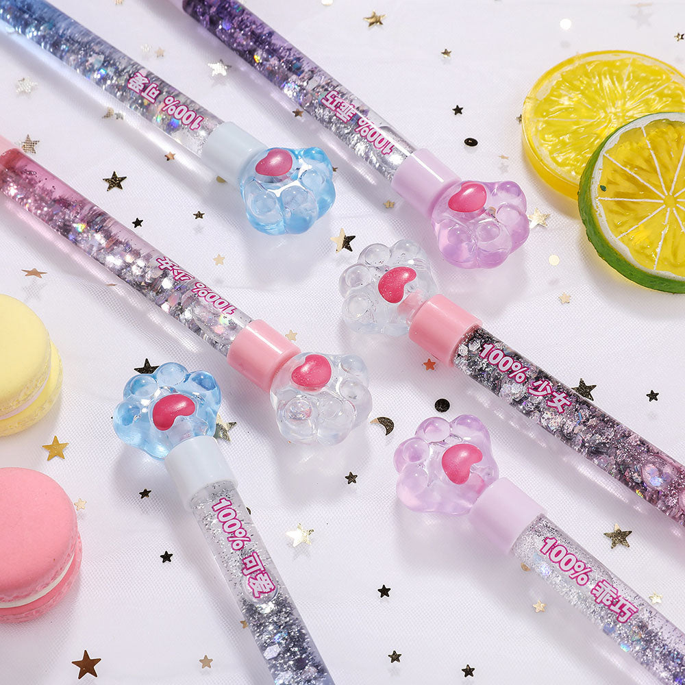 Glitter Cat Paw Light-Up Gel Pen (0.5 mm, Refillable)