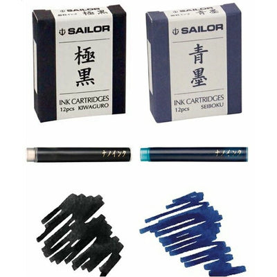 SAILOR Pigment Ink Cartridges, Black / Blue Black, 12-Pack
