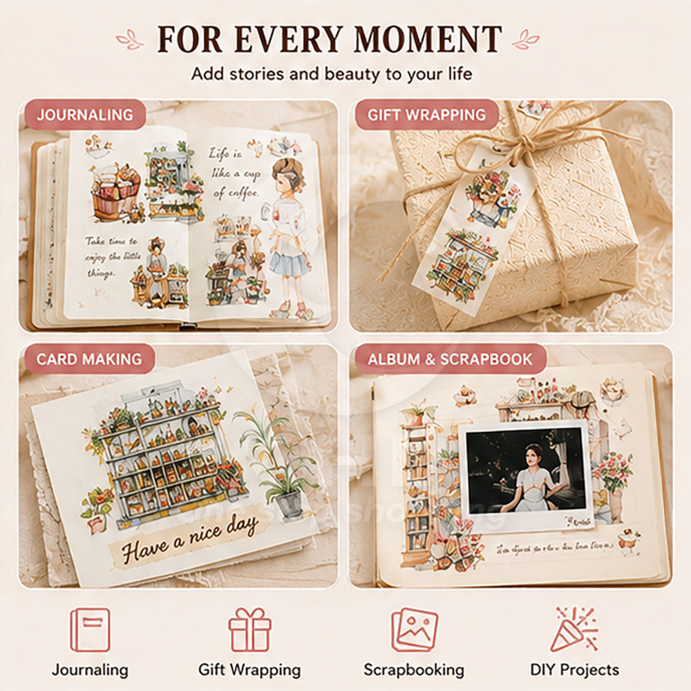 Twilight Fragments Die-Cut Washi Tape – Long Loop Decorative Tape for Journaling & DIY
