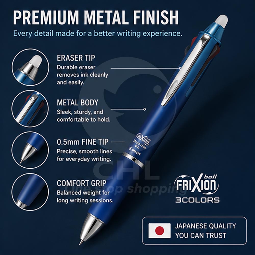 PILOT FRIXION Metal Ballpoint Pen (LKFB-150EF, 0.5 mm)