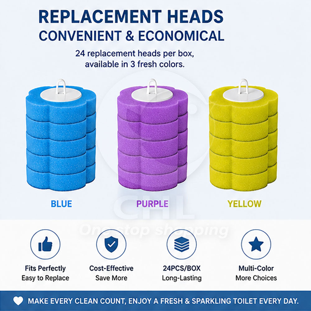 Disposable Toilet Brush with Replacement Heads | Deep Cleaning & Stain Removal Formula