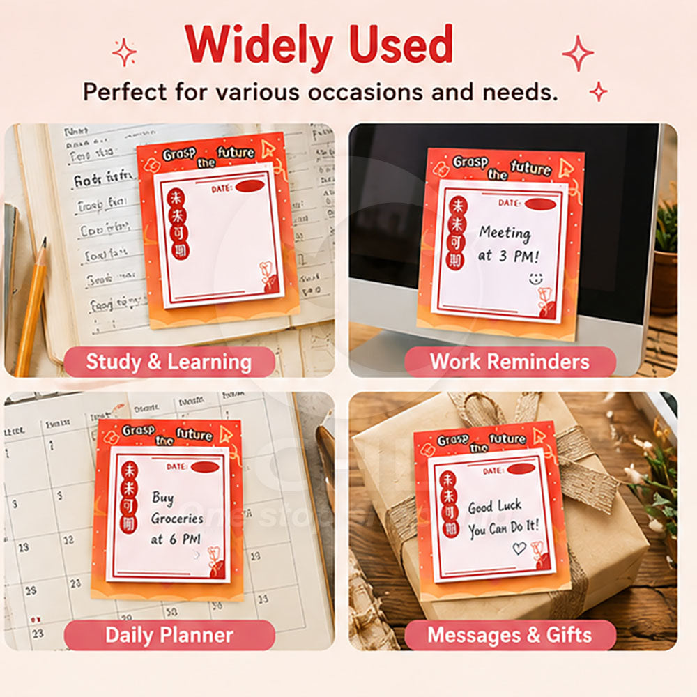Motivational text note, grasp the future , future is promising, sticky note, notepad, note paper, manual record, office, school, memo