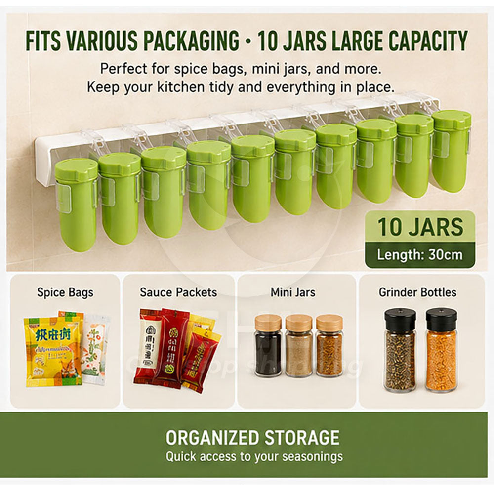 Punch-Free Wall-Mounted Spice Rack – Compact & Detachable Kitchen Organizer for Easy Storage