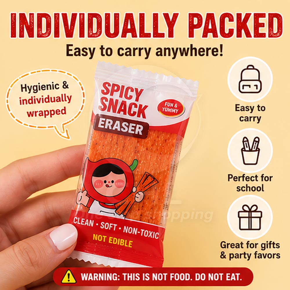 Spicy Snack-Shaped Eraser – Realistic “Latiao” Design, Fun Stress-Relief Stationery