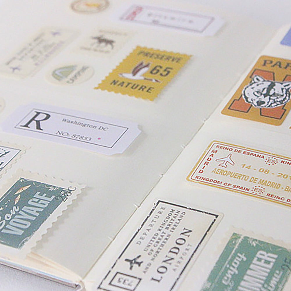 Vibrant Travel Notebook Sticker Set - Landmarks, Stamps & More