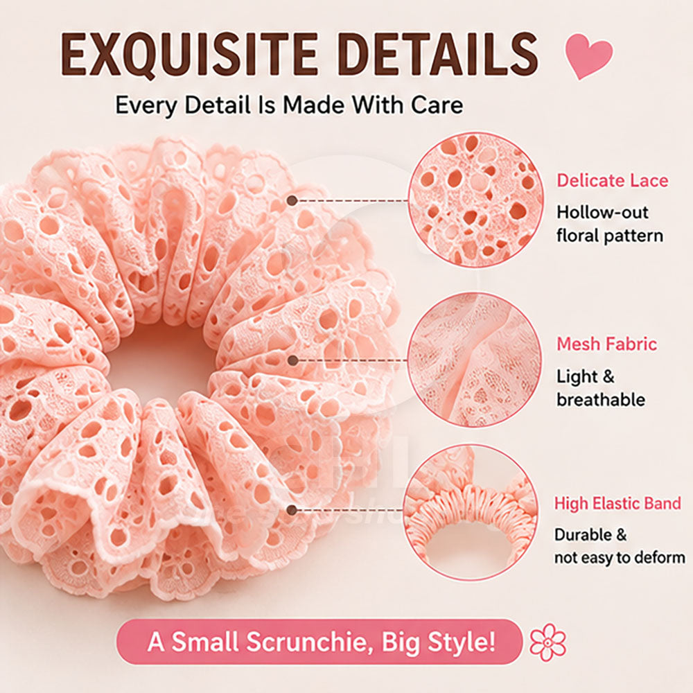 Korean Chic Floral Lace Elastic Hair Tie – Elegant Hair Accessory