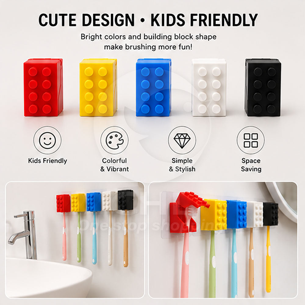 Non-Mark Adhesive Building Block Toothbrush Holder