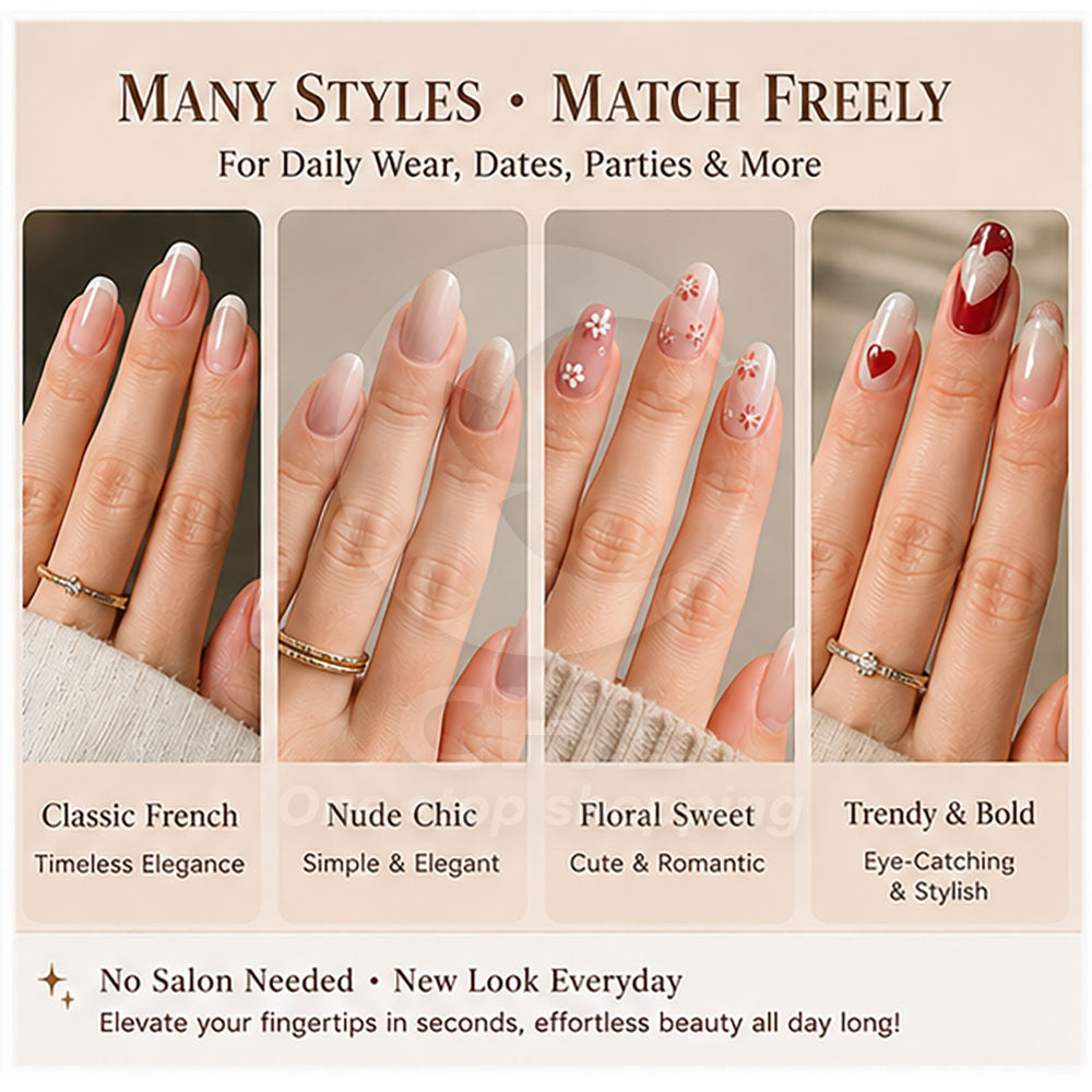 French European and American style removable nail art pieces 24 pieces/box nail stickers fingertips elegant free matching