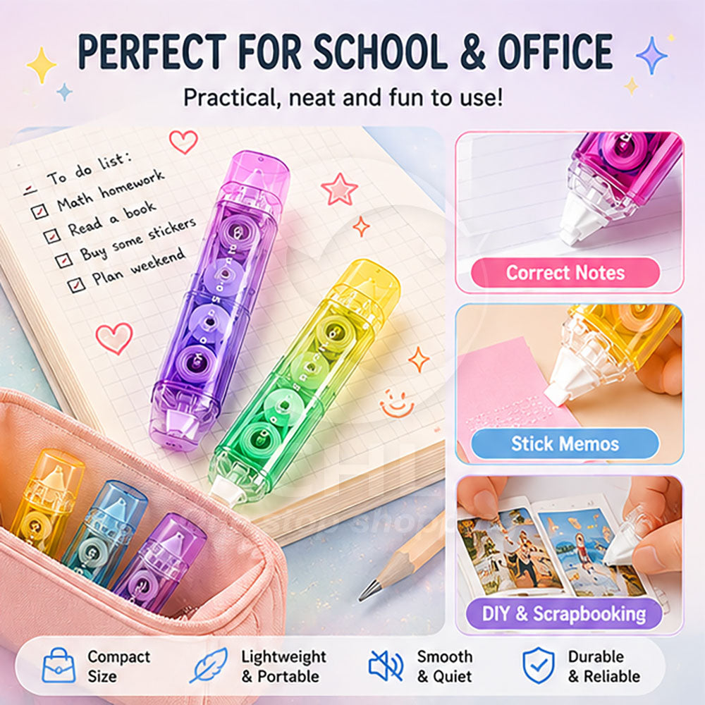 Dreamy Gradient 2-in-1 Correction & Adhesive Tape: Compact & Versatile