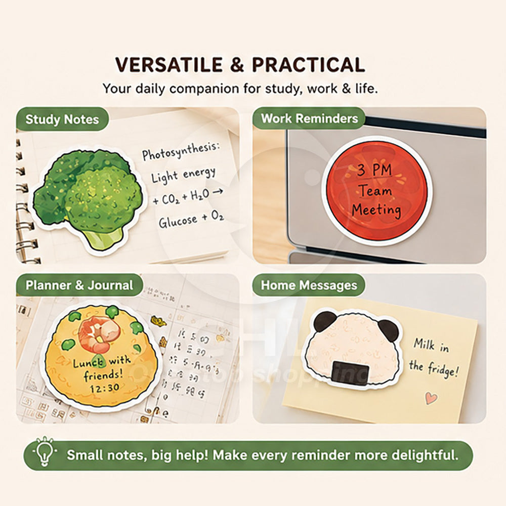 PaperMore Mini Bites Sticky Notes – 30 Sheets Cute Food Design Memo Pads for Journaling & Notes