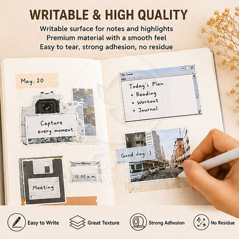 Infeel.Me Tape Life Archive Series Simple Korean Style Handbook Decoration Collage Daily Versatile Material Writable Texture Multi-Style Diary Notes