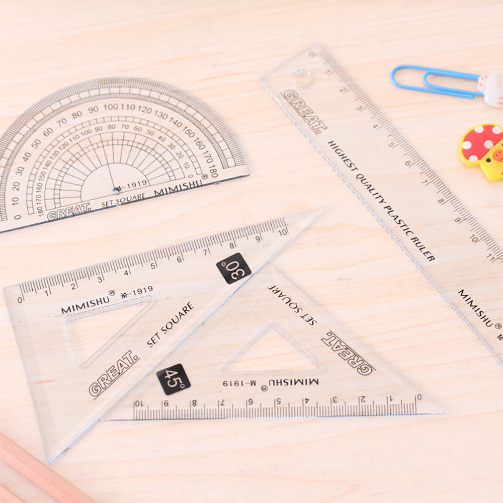 Gold List Title Four-piece Set Ruler Right Angle Triangle Ruler Round Protractor NP-070045 - CHL-STORE 