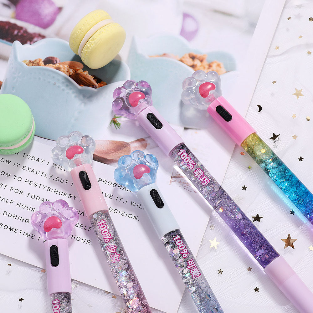 Glitter Cat Paw Light-Up Gel Pen (0.5 mm, Refillable)