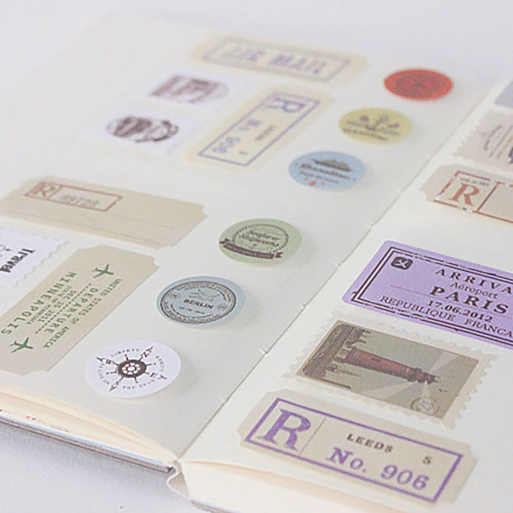 Vibrant Travel Notebook Sticker Set - Landmarks, Stamps & More