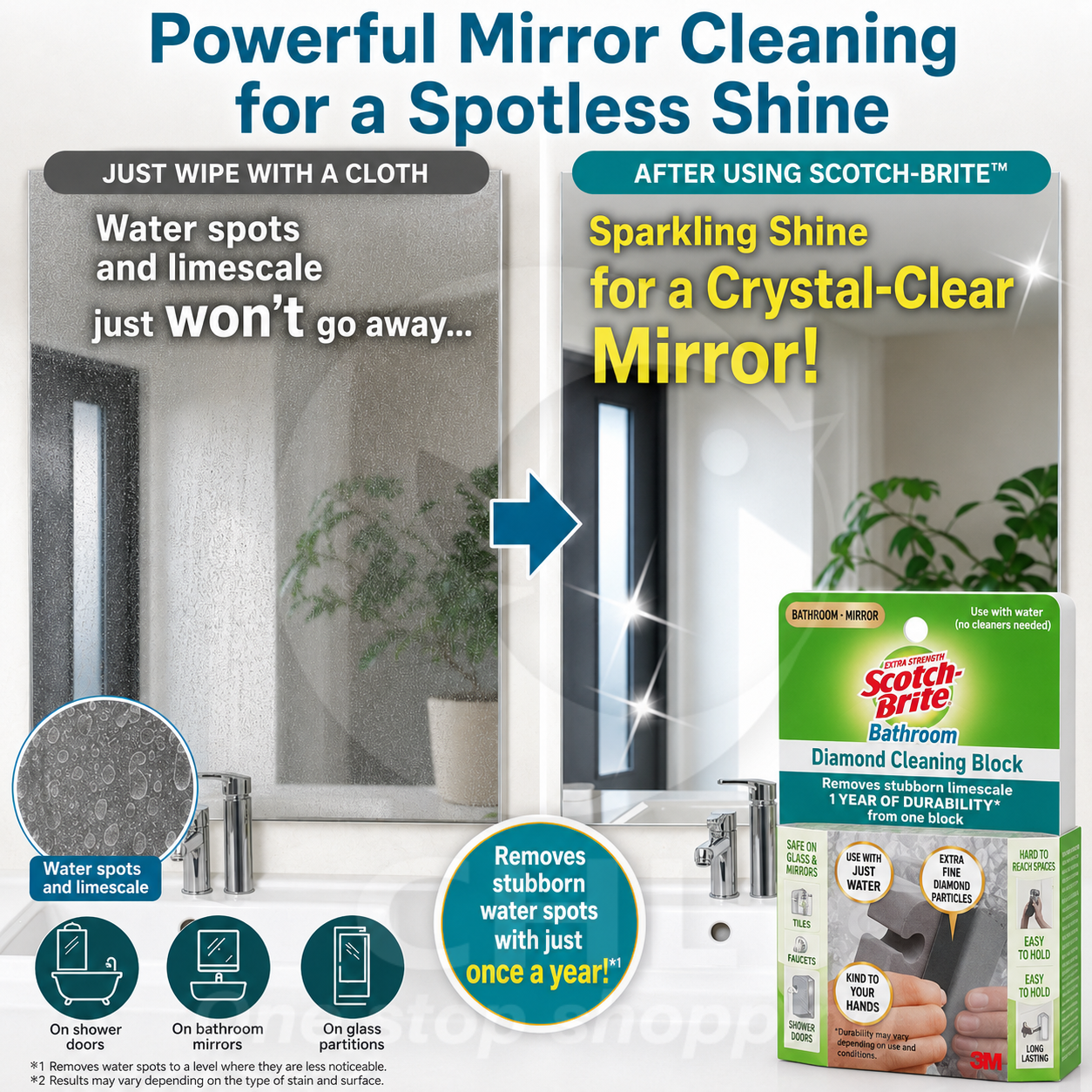 Scotch-Brite Bathroom Mirror Polish Clean MC-03