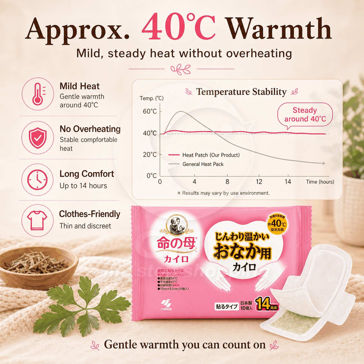 Stick-type Warming Pack Kobayashi Pharmaceutical Mother of Life Cairo Gentle Warming Pack 10 pieces Abdominal Warming